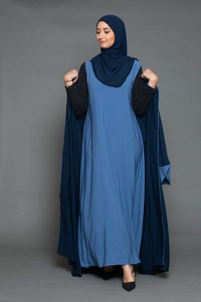 Blue Medina silk sleeveless dress