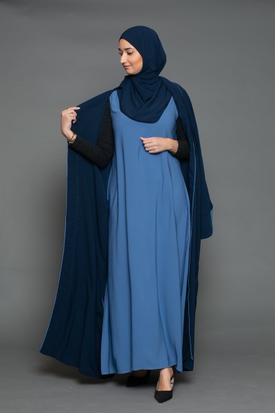 Blaues ärmelloses Kleid aus Medina-Seide
