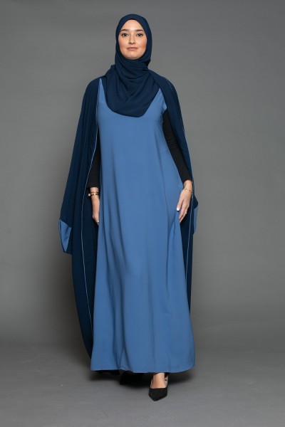 Blaues ärmelloses Kleid aus Medina-Seide