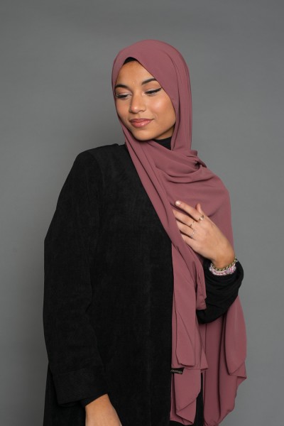 Medina silk hijab brown plum