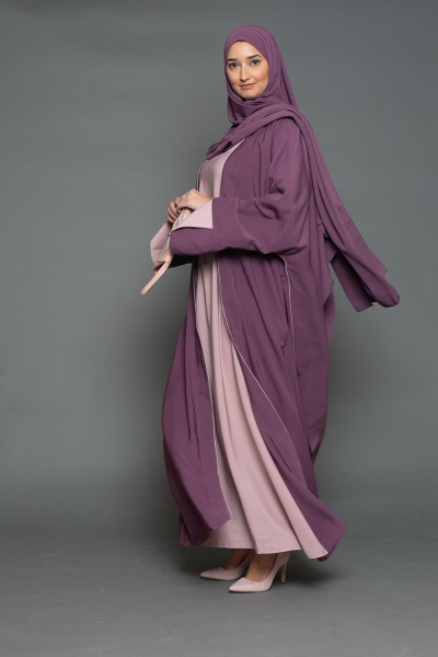 Conjunto hijab y abaya medina ciruela