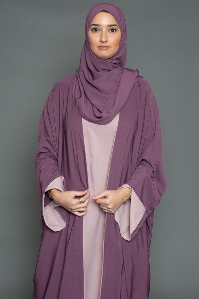 Conjunto hijab y abaya medina ciruela