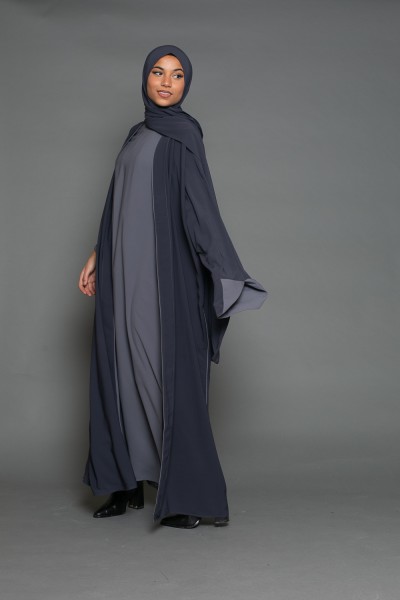 Dark gray medina abaya and hijab set