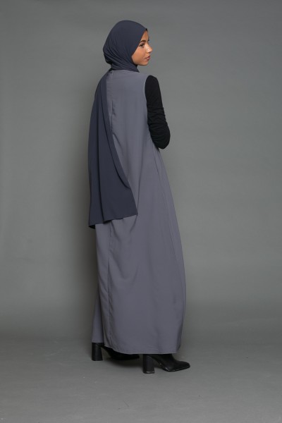Vestido gris Medina de seda sin mangas