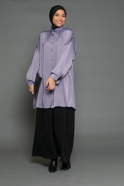 Camisa ancha raso violeta