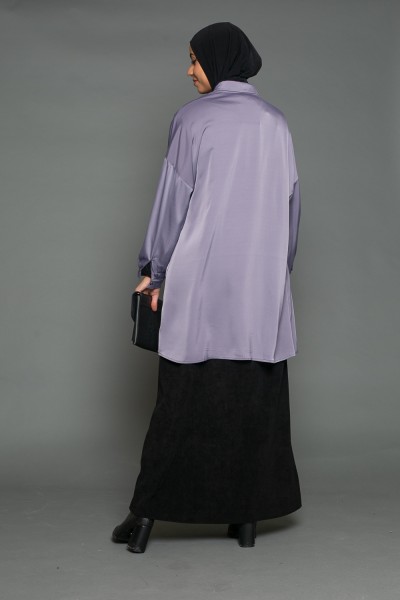 Camisa ancha raso violeta