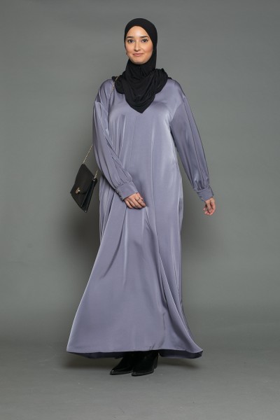 Luxery purple satin flared dress