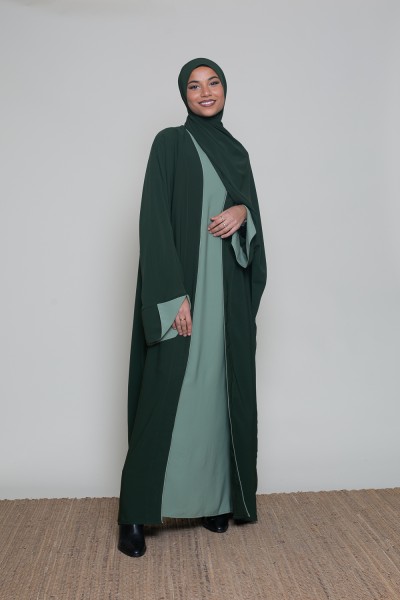 Grüne Medina-Abaya und Hijab-Set