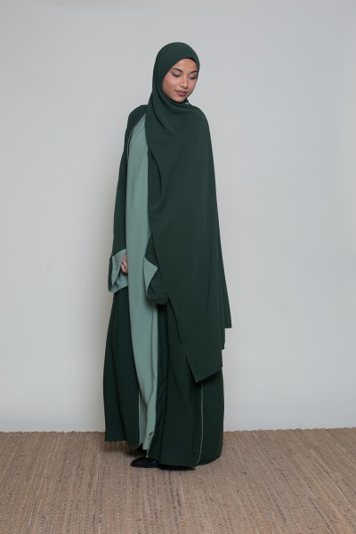 Grüne Medina-Abaya und Hijab-Set
