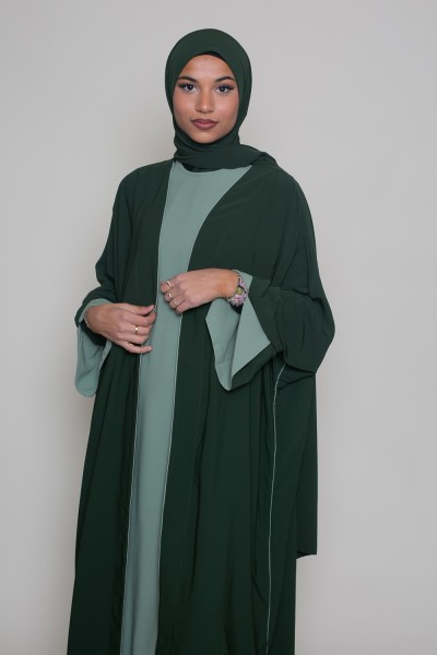 Ensemble abaya et hijab médina vert