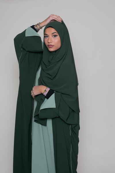 Ensemble abaya et hijab médina vert