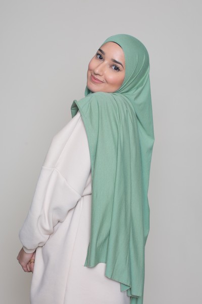 Wassergrüner Luxus-Hijab aus weichem Jersey