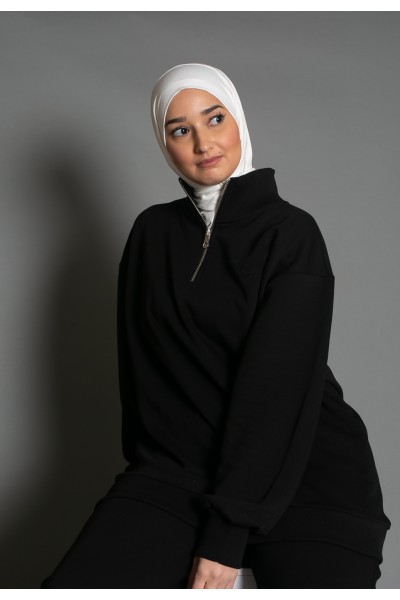 Schwarzes Salam-Sweatshirt mit Reißverschluss