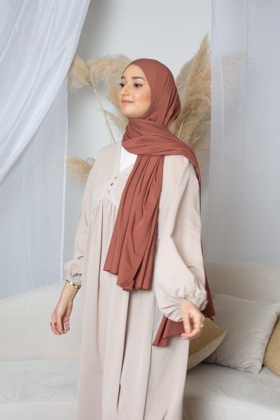 Hijab jersey lux ladrillo marrón suave