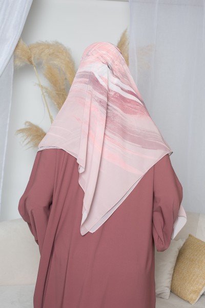 Hijab estampado cuadrado vórtice rosa