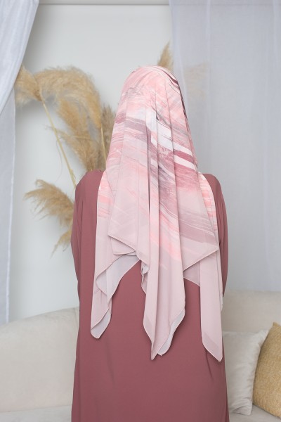 Pink vortex square printed hijab