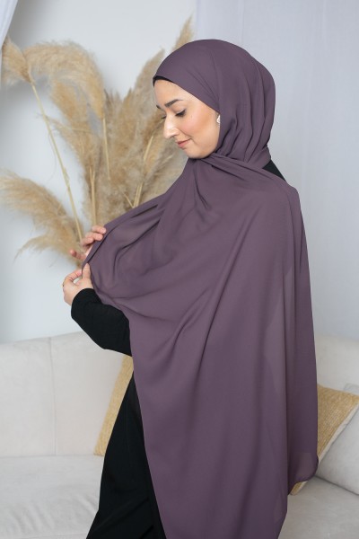 Hiyab de muselina marrón de lujo