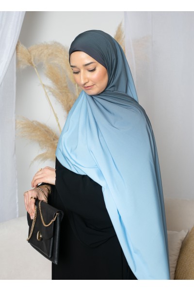 Blue and black gradient hijab