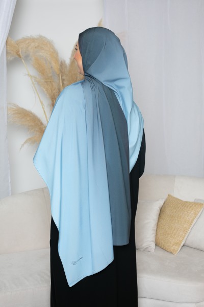 Hijab dégradé bleu et gris