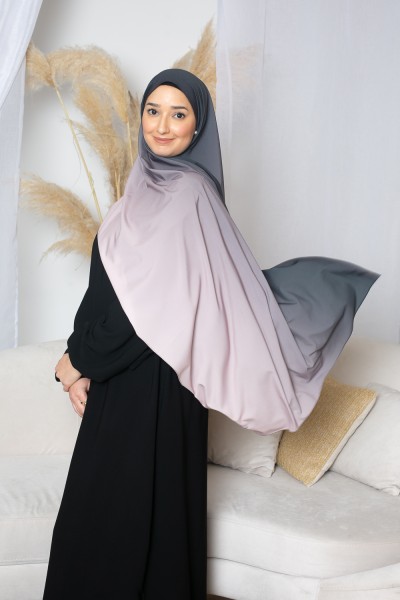 Hijab degradado rosa y gris