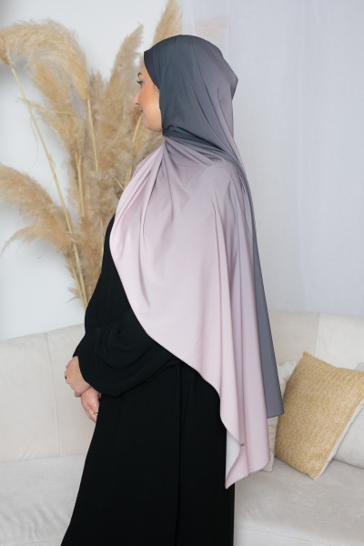 Pink and gray gradient hijab