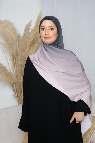 Hijab degradado rosa y gris