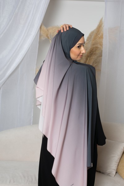 Pink and gray gradient hijab