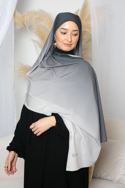 Black gray gradient hijab