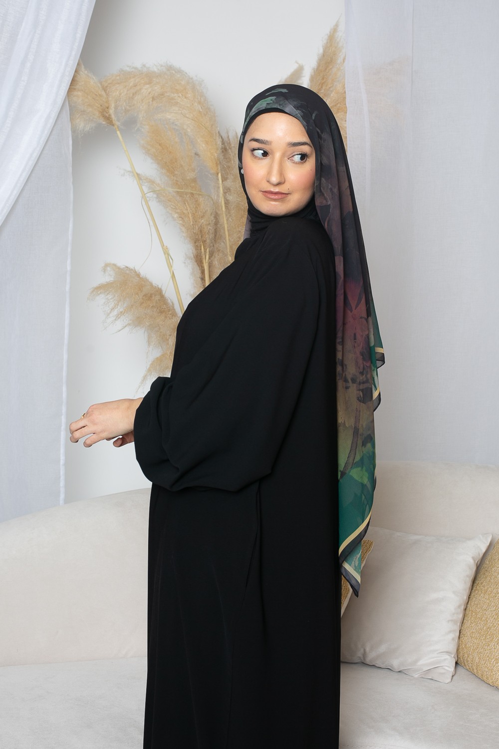 Hijab carré imprimé de qualité