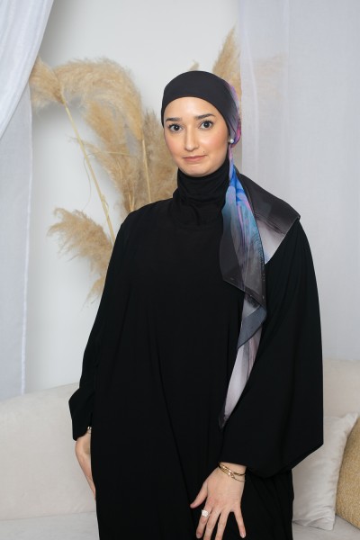Hijab imprimé carré sun flower fushia