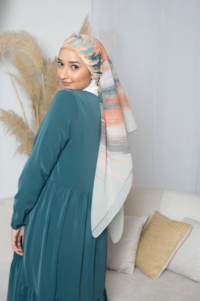Vortex green square printed hijab