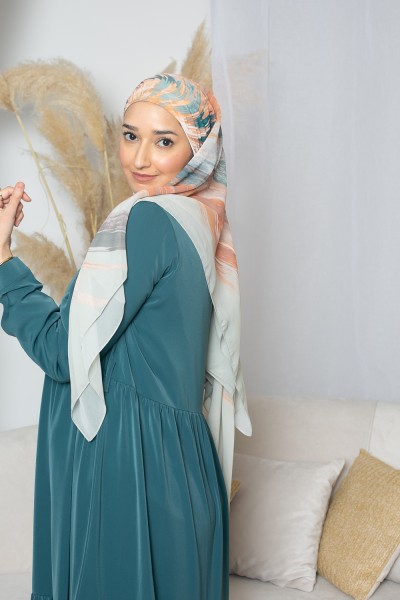 Hijab estampado cuadrado verde Vortex