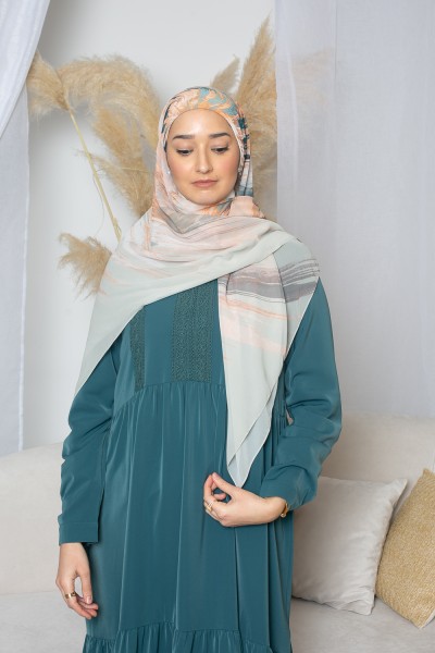 Hijab imprimé carré vortex green