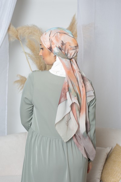 Spring square printed hijab