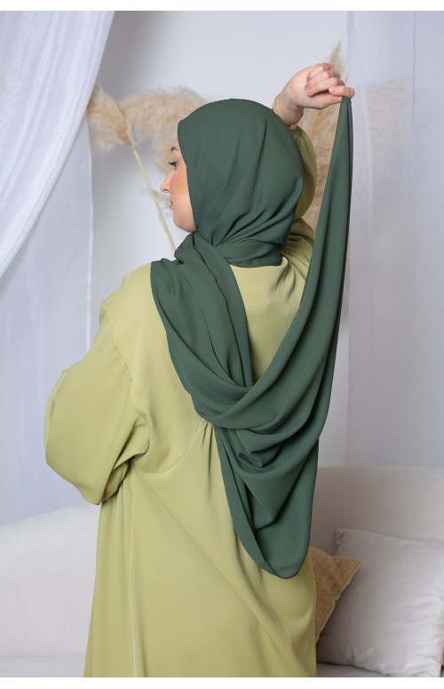 Hijab luxe mousseline kaki haute qualité. Boutique hijab