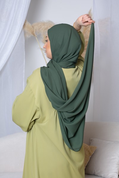 Hijab de muselina de lujo caqui oscuro