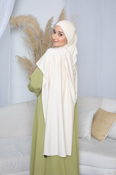 Luxuriöser Hijab aus weichem Jersey, fertig zum Binden, cremebeige