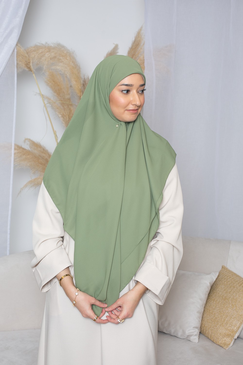 Hijab carré mousseline olive