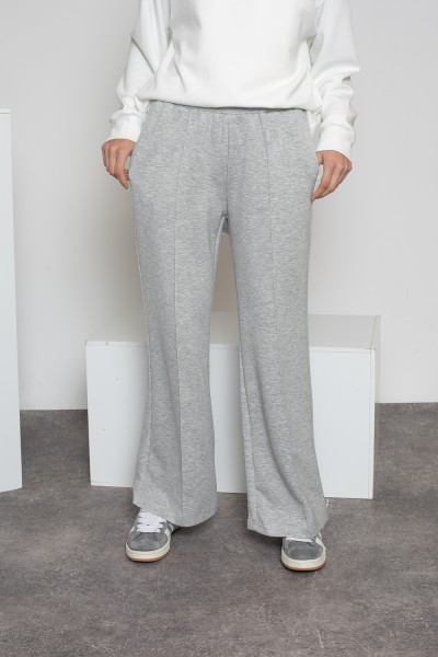 Gray casual wide-leg pants