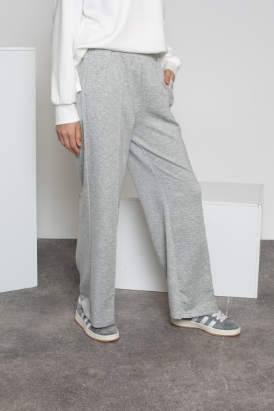 Gray casual wide-leg pants