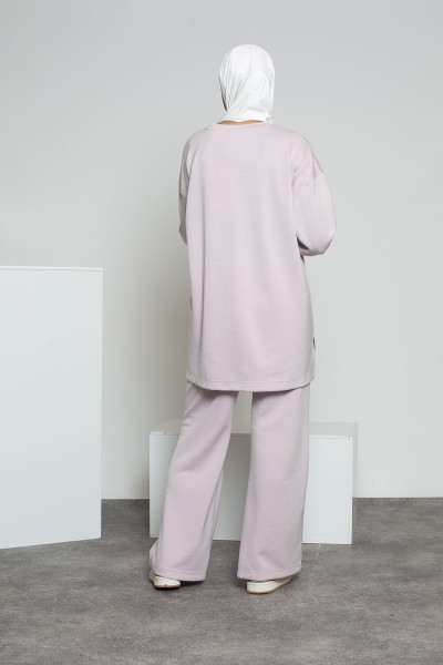 Simple pink lilac casual wide pants