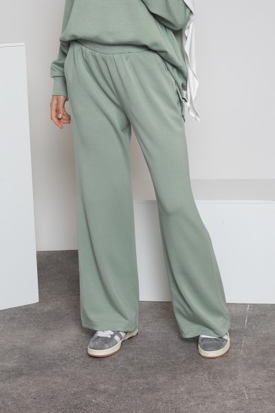 Pantalon large casual vert simple