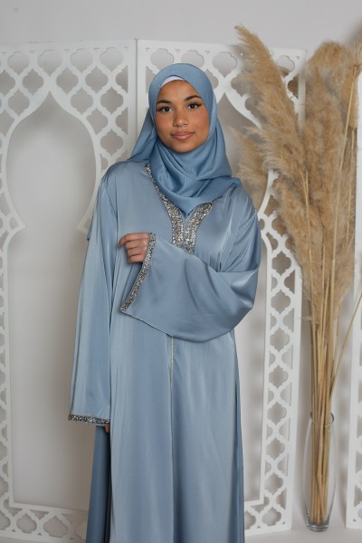 Steel blue luxe kaftan dress