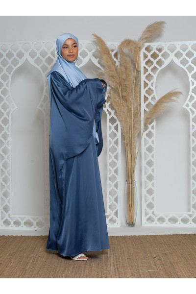 Abaya farasha luxery satiné bleu