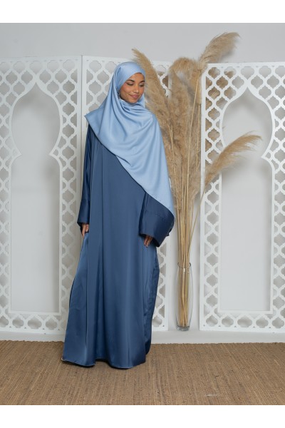 Abaya farasha lujo satinado azul