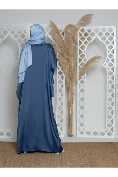 Abaya farasha luxery satiné bleu