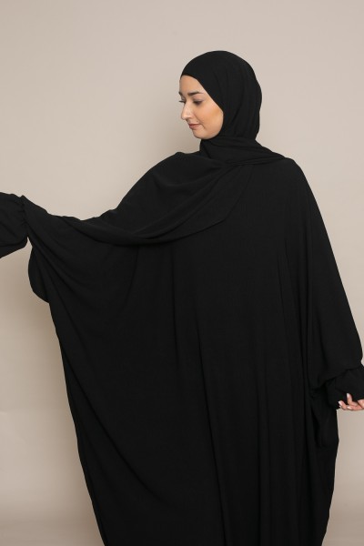 Abaya negra con velo integrado
