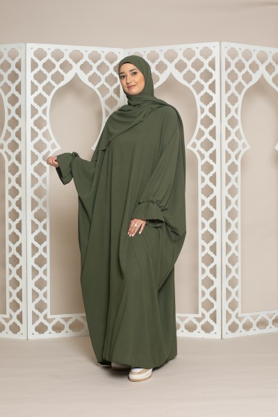 Abaya mit integriertem Schleier, Khaki