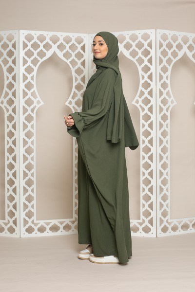 Abaya integrated veil khaki