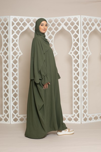 Abaya mit integriertem Schleier, Khaki
